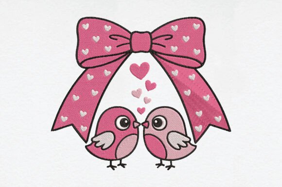 Cute Love Birds with Bow Embroidery Review