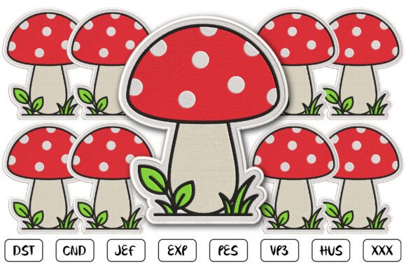 Cute Mushroom Patch Embroidery Design