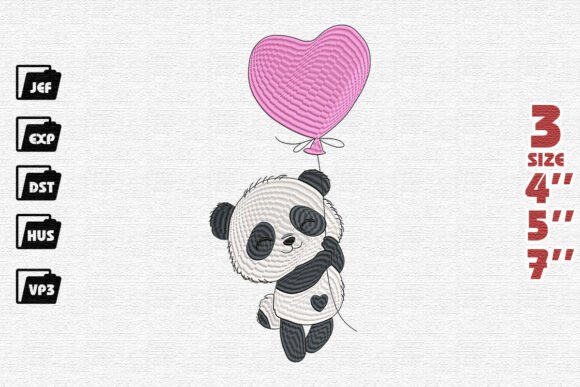 Cute Panda Heart Balloon Embroidery Review