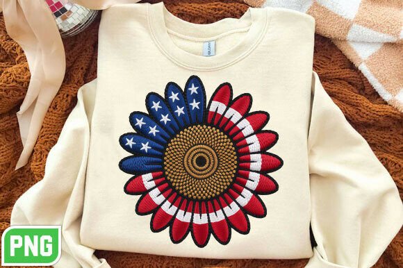Faux Yarn Usa Embroidery Sunflower PNG