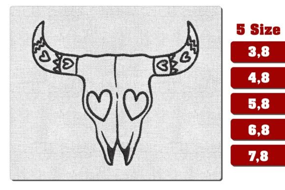 Heart Eyes Bull Skull Machine Embroidery Review