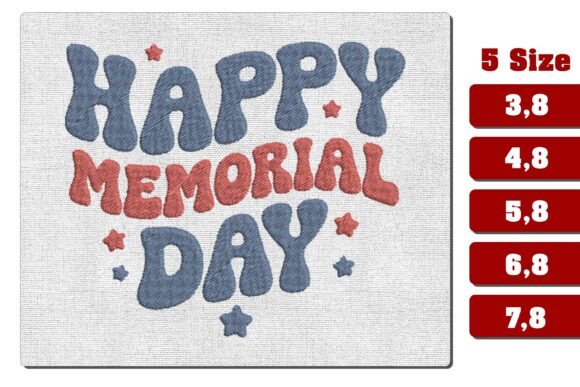 Retro Wavy Happy Memorial Day Embroidery Review