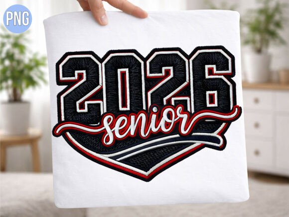 Senior 2026 Varsity Embroidery Style PNG