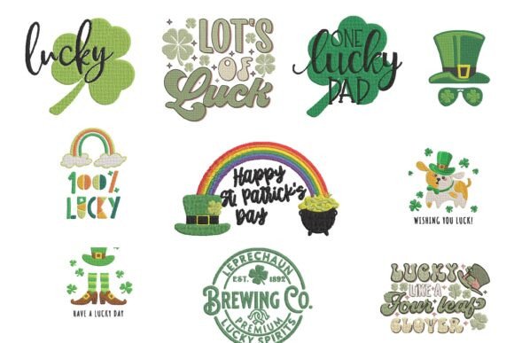 St Patricks Day Lucky Clover Embroidery